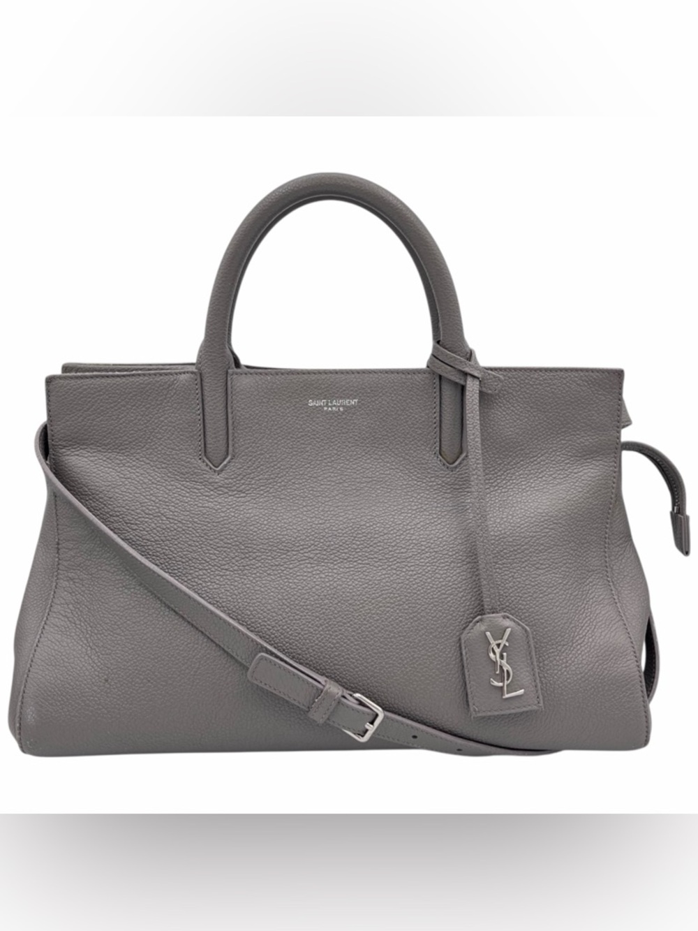 Saint Laurent Small Cabas Rive Gauche Grey Leather Tote Crossbody Bag